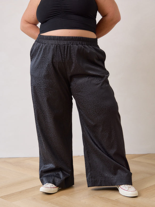 Black Leopard Loretta wide leg pant