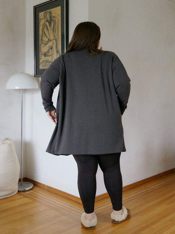 Diane Cardigan. Free Label french terry open cardigan. Ethically made organic and plus size friendly