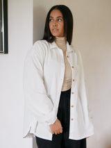 IVORY COTTON CREPE TOMMY BUTTON UP