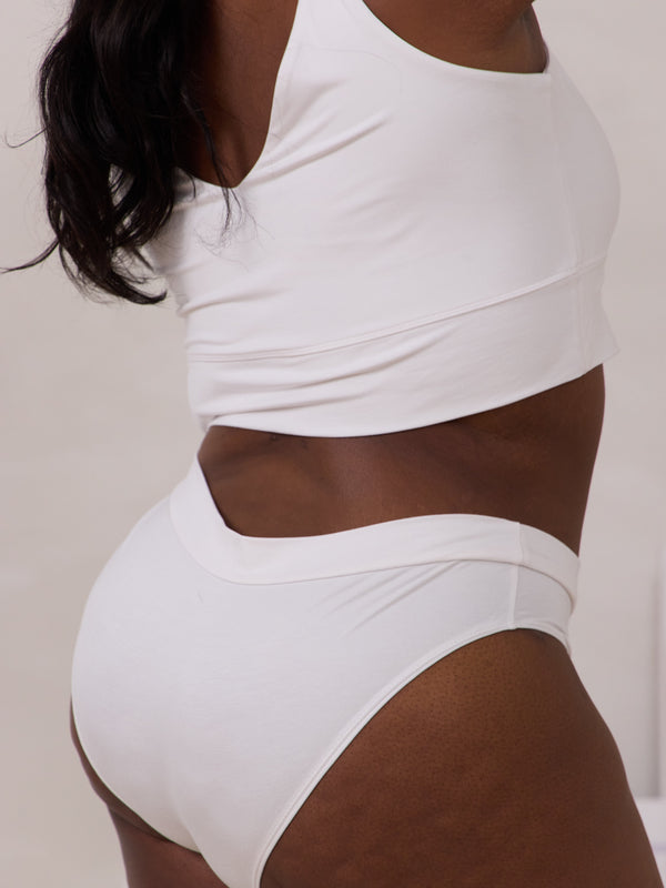 Canadian made bamboo white undies. Free Label kimmie