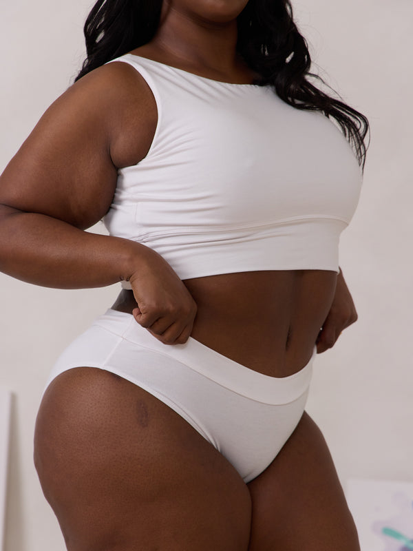 Canadian made bamboo white undies. Free Label kimmie