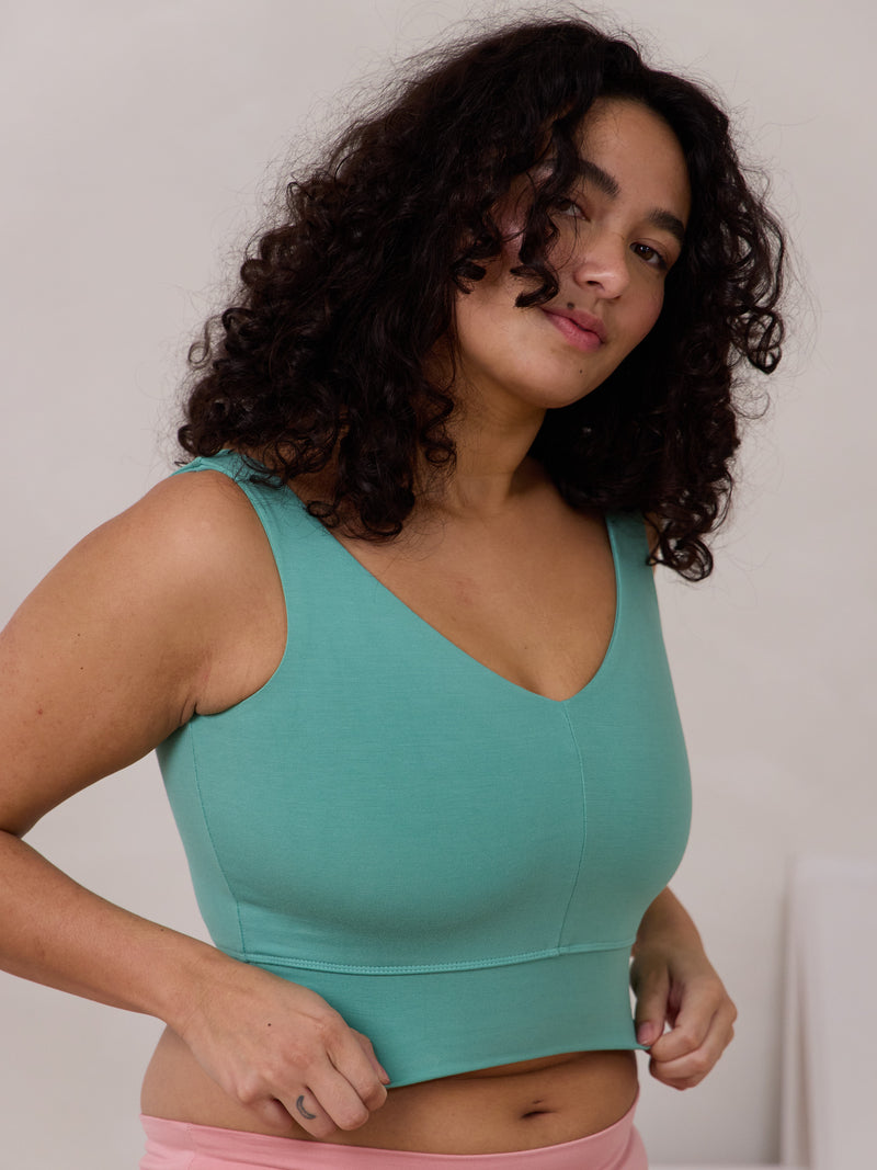 Free Label Seafoam Becky Bra, made in canada bamboo bra for big busts. Size inclusive slow fashion