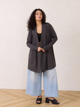 Diane Cardigan. Free Label french terry open cardigan. Ethically made organic and plus size friendly