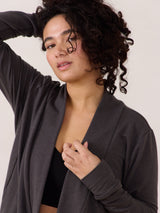 Diane Cardigan. Free Label french terry open cardigan. Ethically made organic and plus size friendly