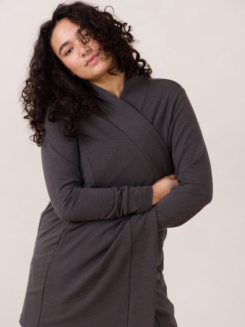 Diane Cardigan. Free Label french terry open cardigan. Ethically made organic and plus size friendly