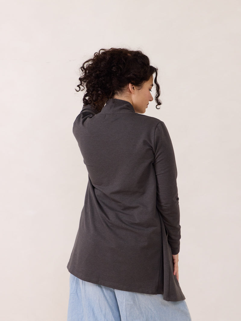 Diane Cardigan. Free Label french terry open cardigan. Ethically made organic and plus size friendly