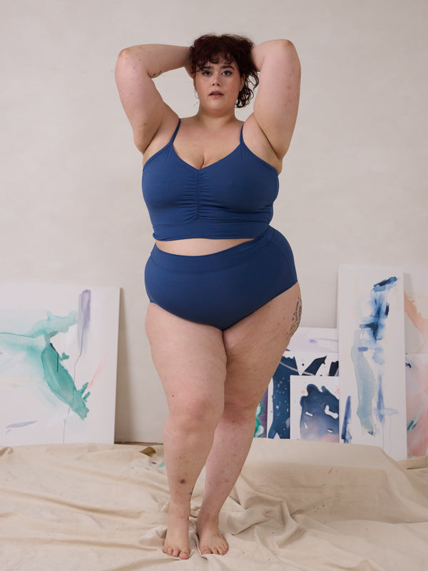 Plus size high rise bamboo underwear atlantic blue made in canada
