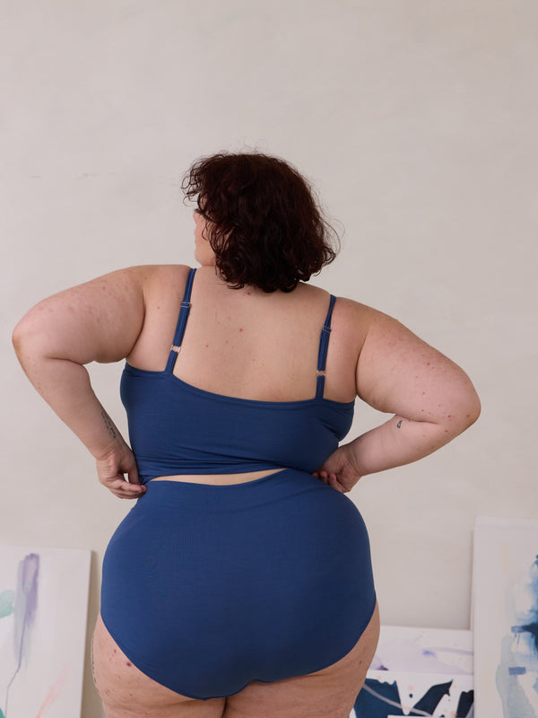 Plus size high rise bamboo underwear atlantic blue made in canada