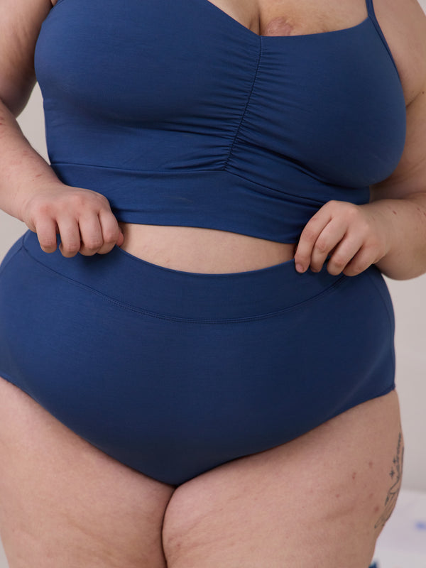 Plus size high rise bamboo underwear atlantic blue made in canada