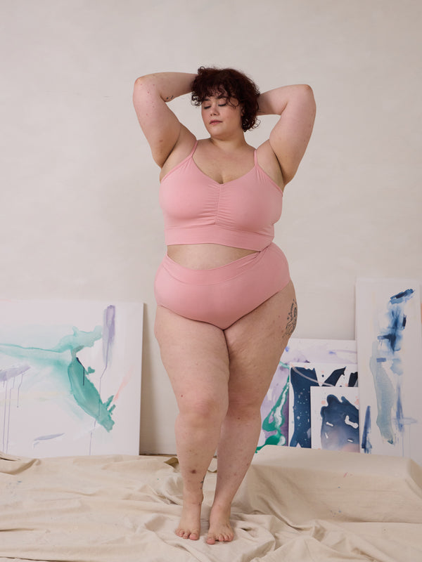 Free Label Ballet Carrie Bra.  spaghetti strap bamboo bra made in Canada. plus size