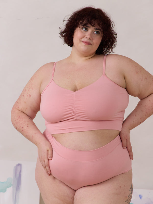 Free Label Ballet Carrie Bra.  spaghetti strap bamboo bra made in Canada. plus size