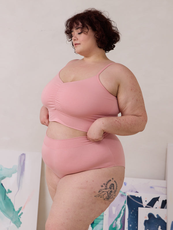 Canadian made high rise bamboo underwear, plus size, ballet Kealy undie by Free Label
