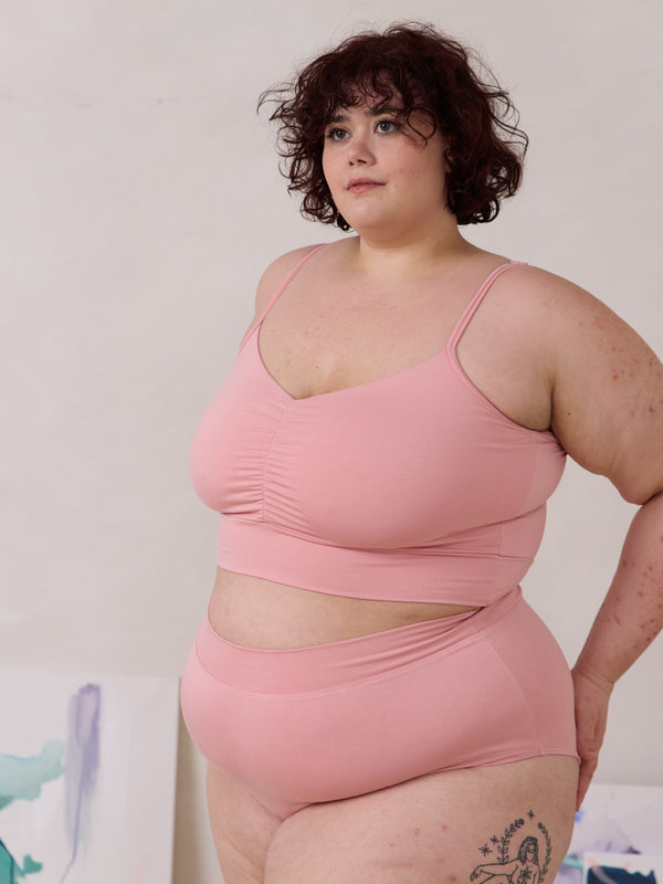 Free Label Ballet Carrie Bra.  spaghetti strap bamboo bra made in Canada. plus size