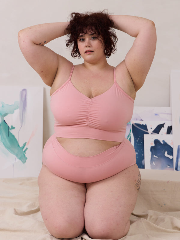 Canadian made high rise bamboo underwear, plus size, ballet Kealy undie by Free Label