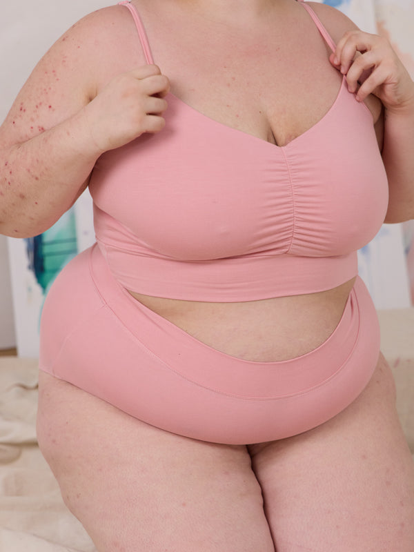Free Label Ballet Carrie Bra.  spaghetti strap bamboo bra made in Canada. plus size