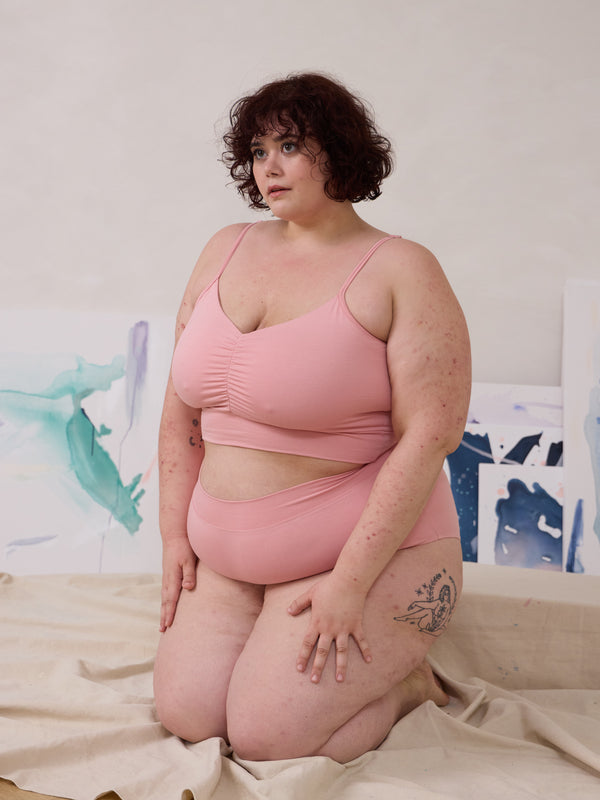 Free Label Ballet Carrie Bra.  spaghetti strap bamboo bra made in Canada. plus size