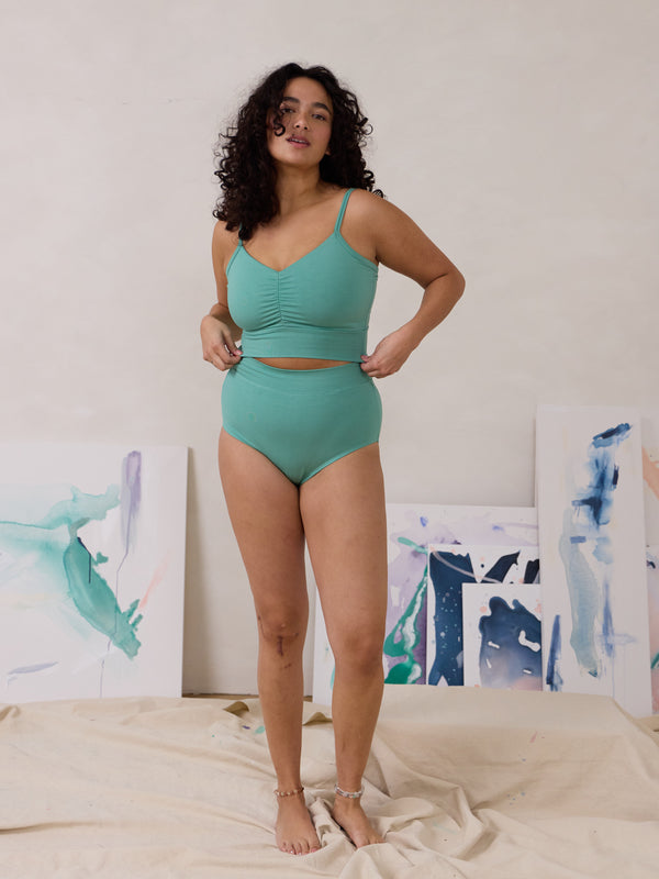 Canadian made high rise bamboo underwear  seafoam Kealy undie by Free Label