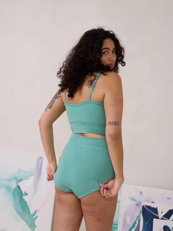 Canadian made high rise bamboo underwear  seafoam Kealy undie by Free Label