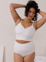 Canadian made high rise bamboo underwear, white Kealy undie by Free Label