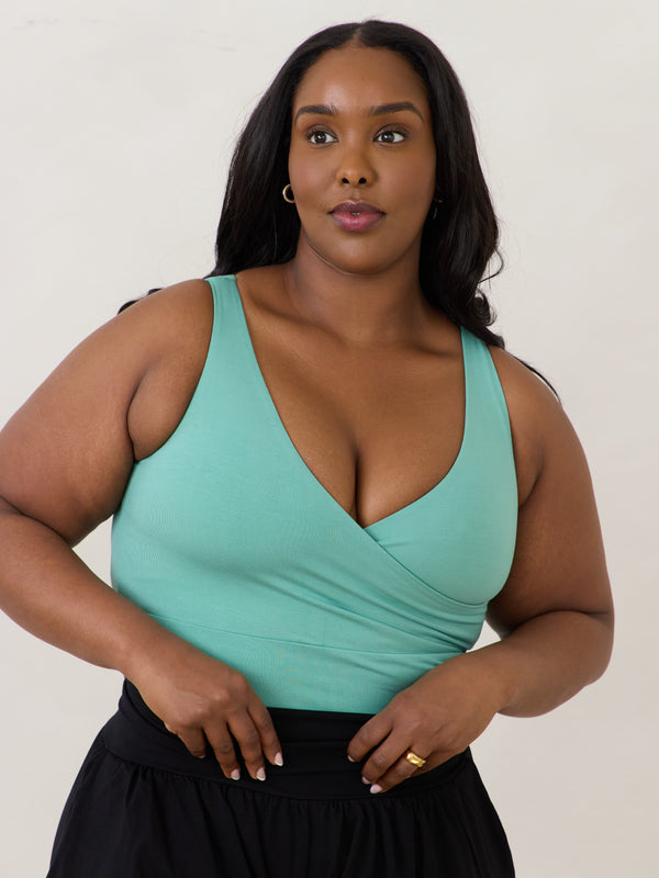 reversible slow fashion tank top built in bra - Free Label Dani Tank - pastel green tank top made in canada with built in bra - made in canada matching sets - reversible tank top made in canada - canadian matching sets - ethical clothing made in canada 