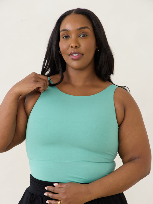 reversible slow fashion tank top built in bra - Free Label Dani Tank - pastel green tank top made in canada with built in bra - made in canada matching sets - reversible tank top made in canada - canadian matching sets - ethical clothing made in canada 