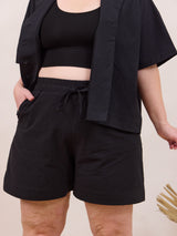 canadian made cotton draw string shorts with an elastic waist free label lynn short