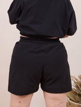 canadian made cotton draw string shorts with an elastic waist free label lynn short