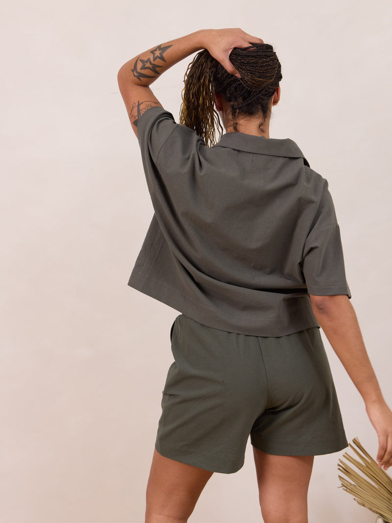 slow fashion cotton short sleeve button down for summer free label lynn shirt