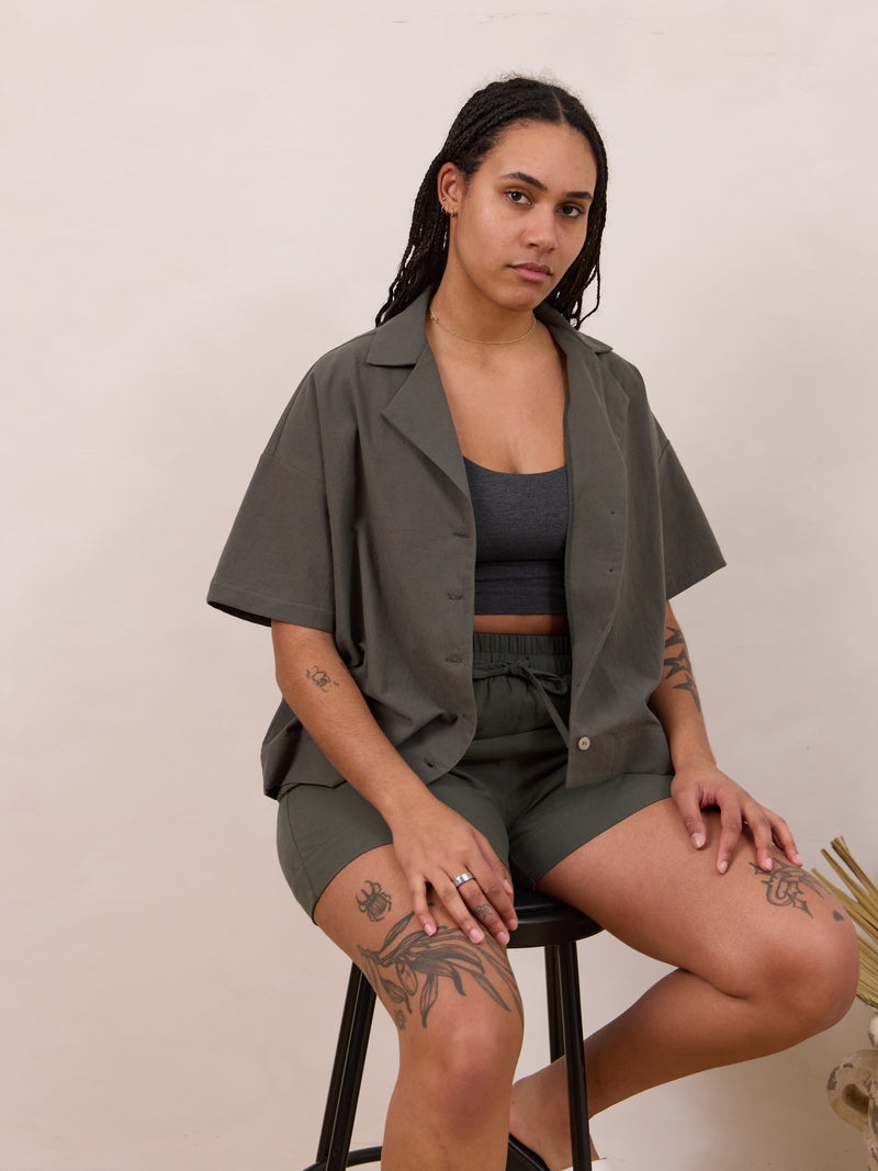 slow fashion cotton short sleeve button down for summer free label lynn shirt