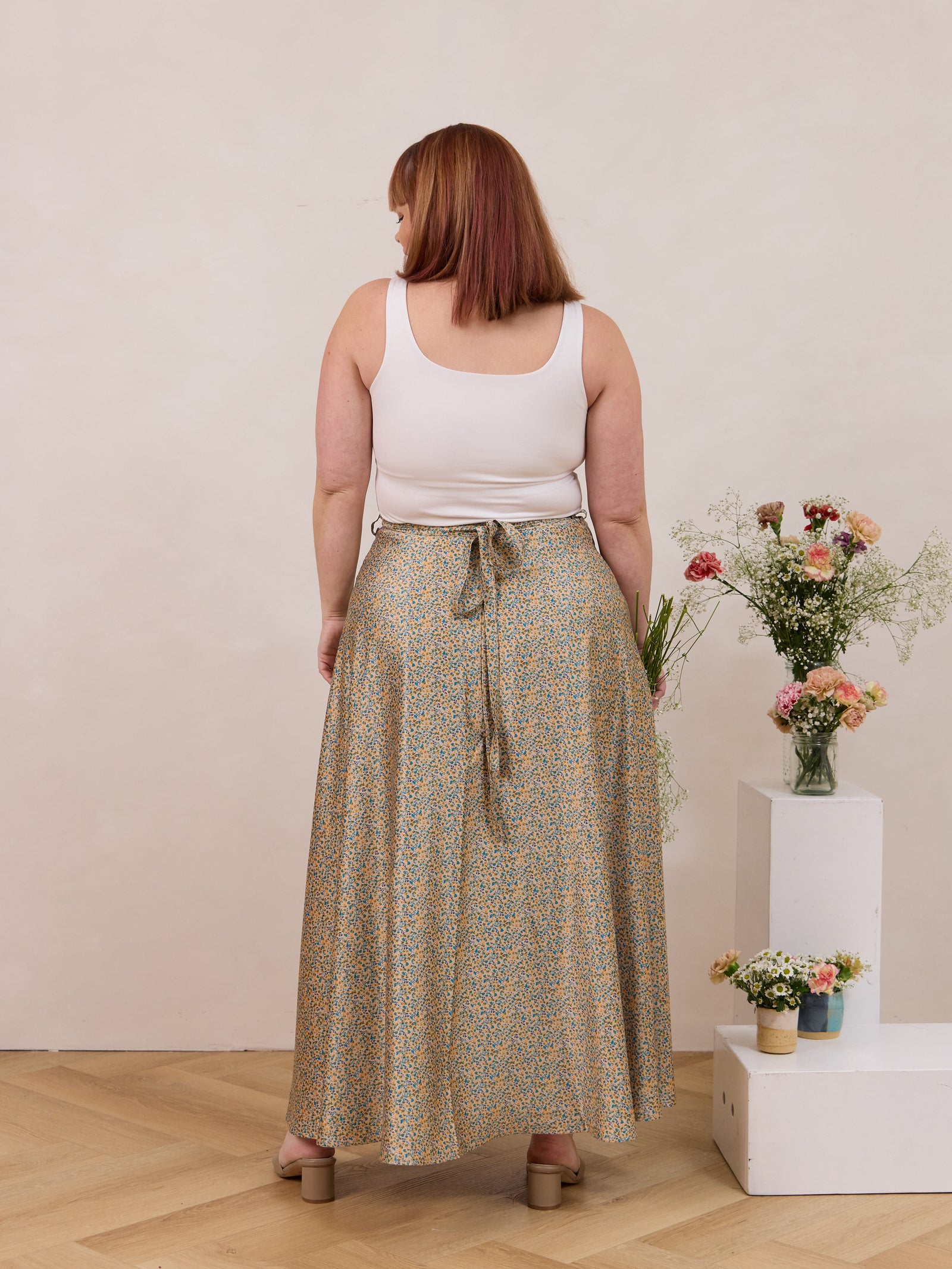TEAL WILDFLOWER MAXINE WRAP SKIRT