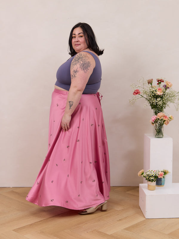 Canadian made maxi wrap skirt, plus size wedding guest 