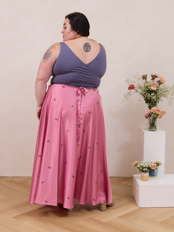 Canadian made maxi wrap skirt, plus size wedding guest 