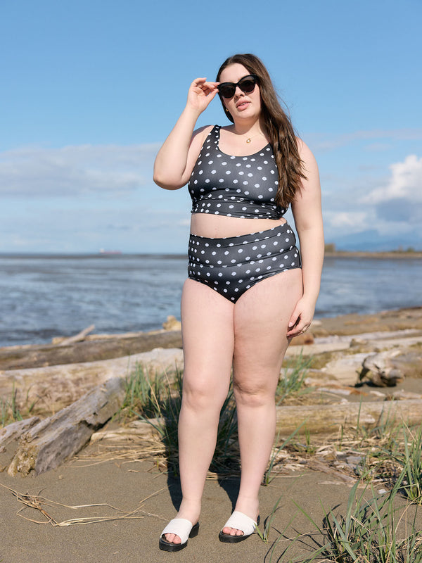 Free Label sustainable swimwear plus size polka dots