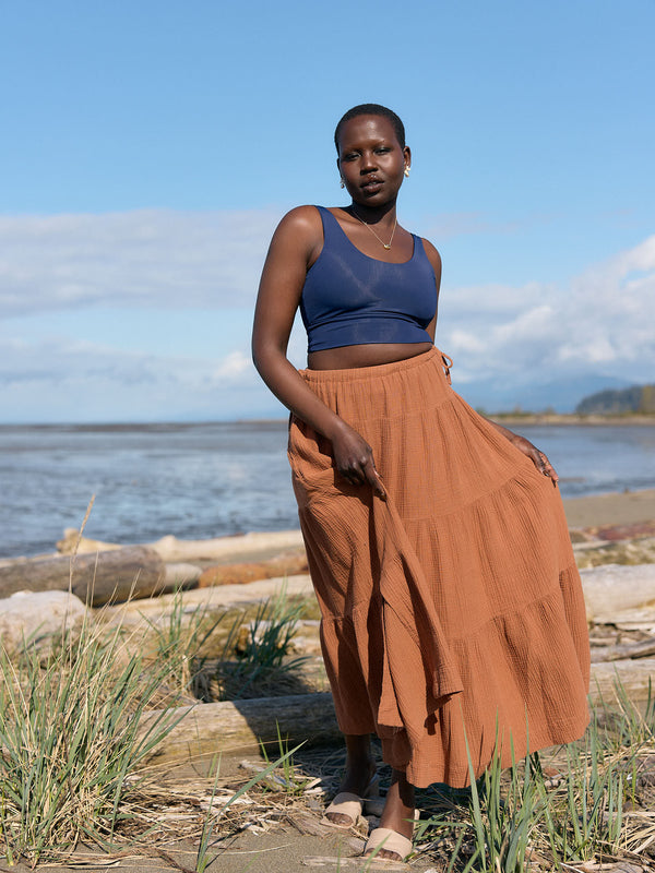 Free Label tiered maxi skirt organic cotton