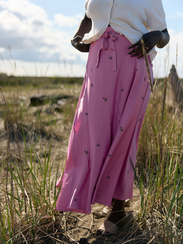 Canadian made maxi wrap skirt, wedding guest outfit