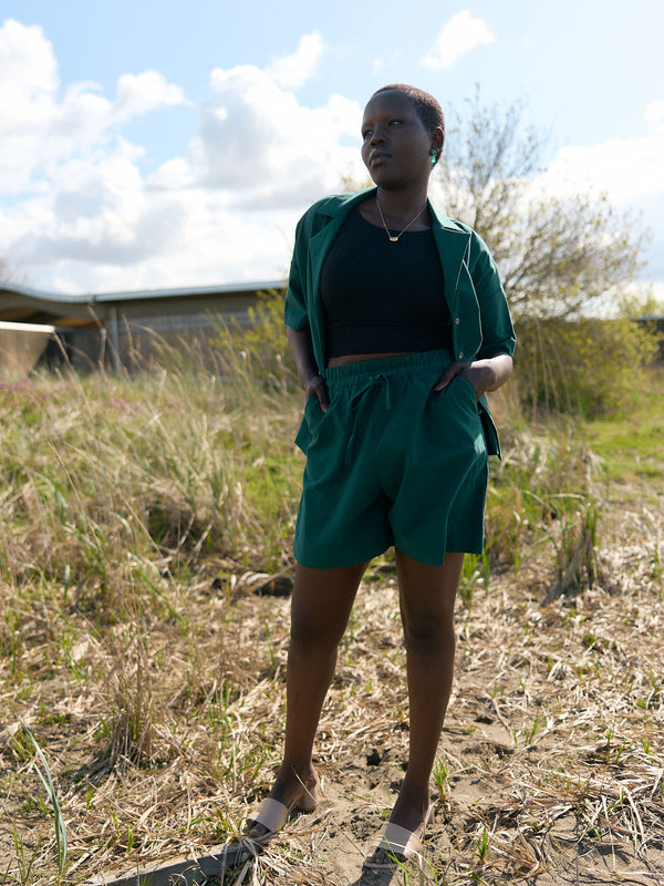 cotton crepe button up short sleeve canadian made