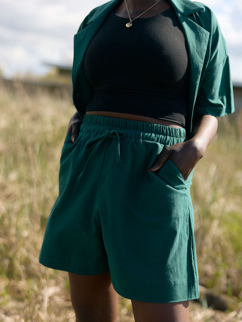 cotton crepe elastic waist comfy short canadian made