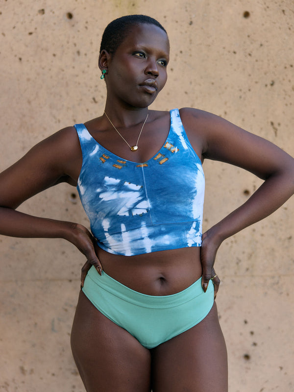 Natural Indigo Dye Bralette, one of a kind wearable art, made in canada