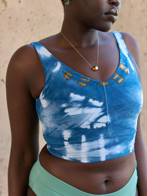 Natural Indigo Dye Bralette, one of a kind wearable art, made in canada