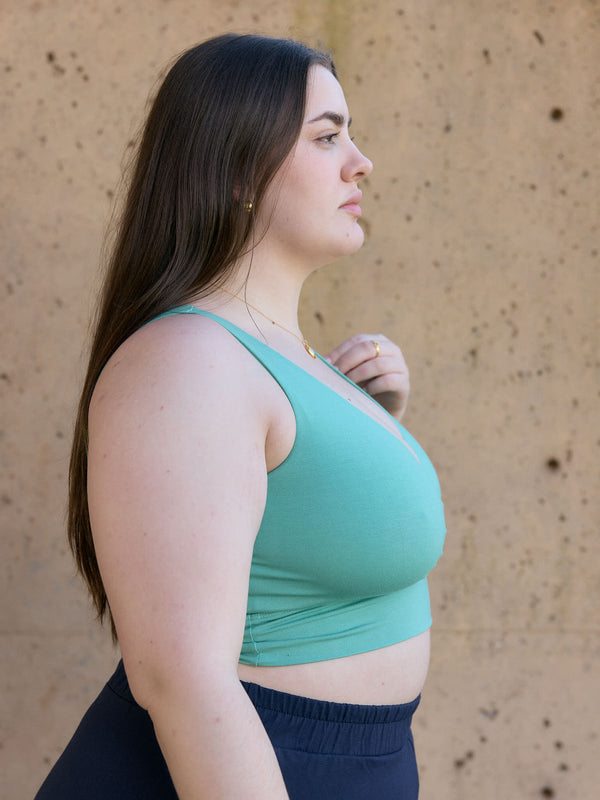 Seafoam green pastel nursing bra made in canada