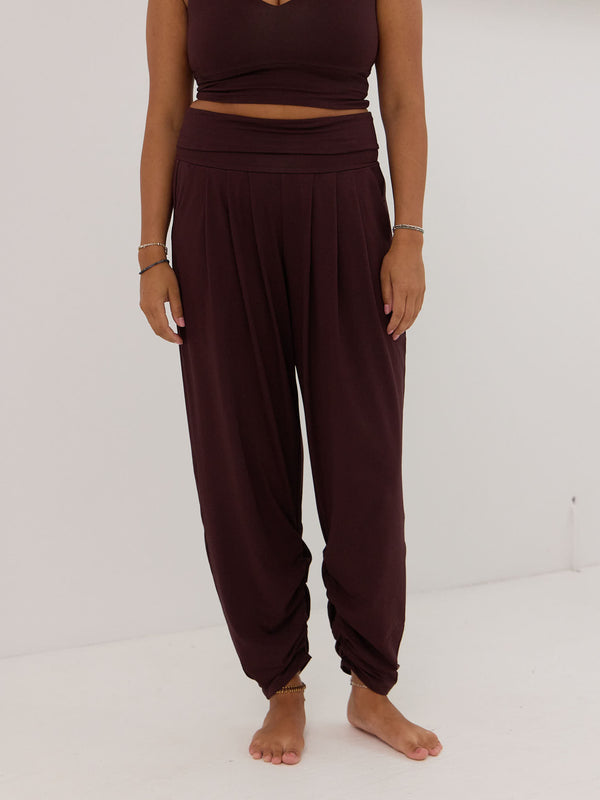 Free Label cherry cola sunday pant, bamboo harem pant made in canada 