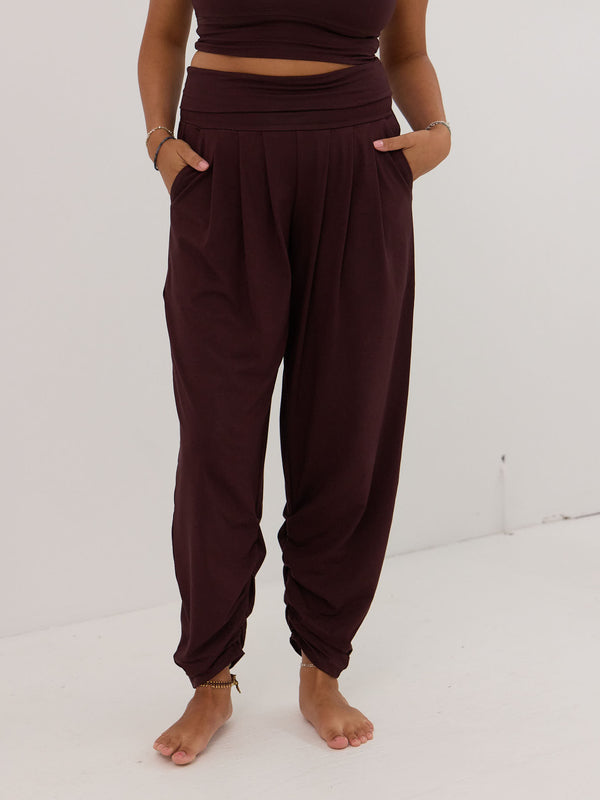 Free Label cherry cola sunday pant, bamboo harem pant made in canada 