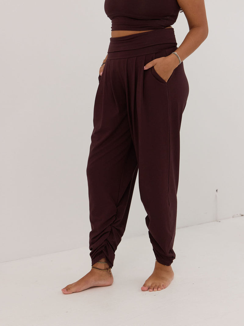 Free Label cherry cola sunday pant, bamboo harem pant made in canada 