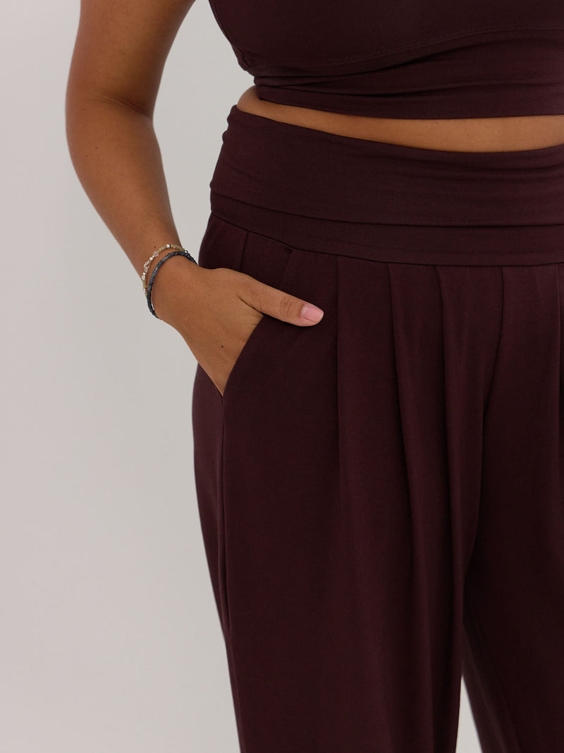 Free Label cherry cola sunday pant, bamboo harem pant made in canada 