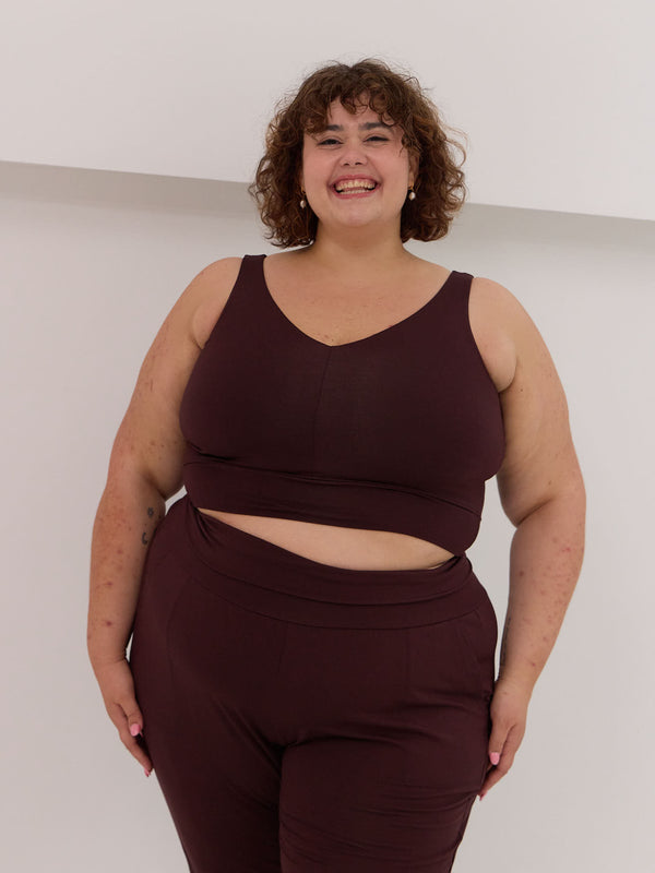 Free Label becky bra in cherry cola, wireless canadian made bra