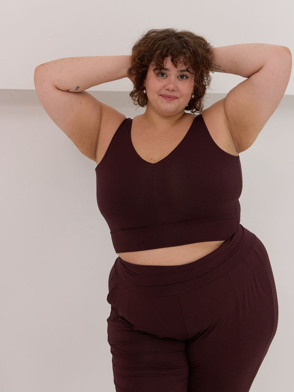 Free Label becky bra in cherry cola, wireless canadian made bra