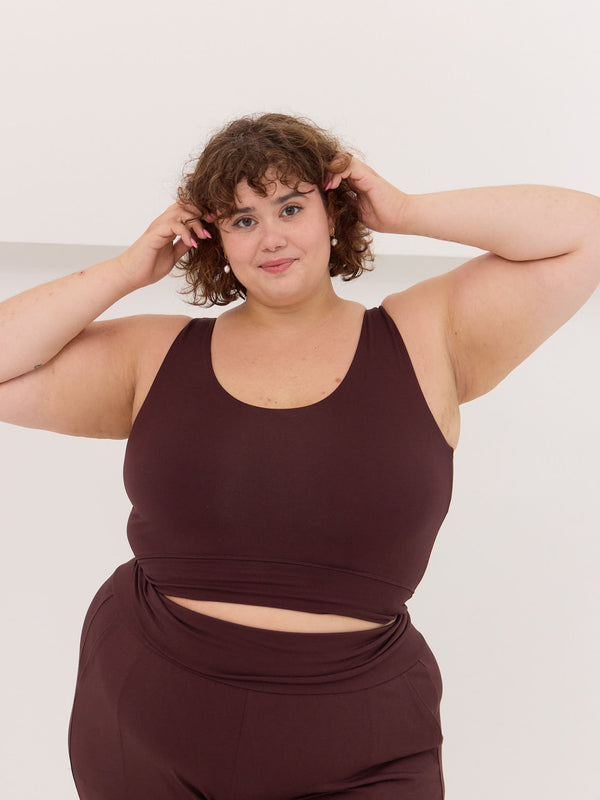 Free Label becky bra in cherry cola, wireless canadian made bra