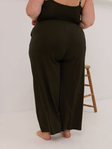Canadian made dark green wide leg bamboo pants
