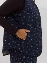 reversible organic cotton twill and organic fleece utility vest