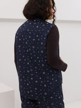 reversible organic cotton twill and organic fleece utility vest